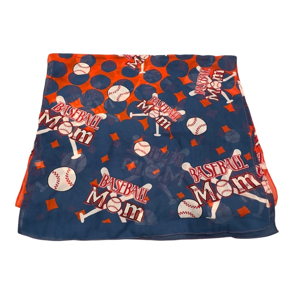 Unbranded Baseball Mom Scarf Women OS Navy Blue Orange Sheer Sports Accessory